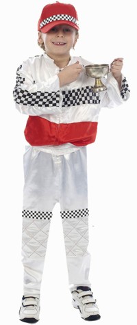 Unbranded Childs Costume: Motor Racer White (Small 3-5 Yrs)