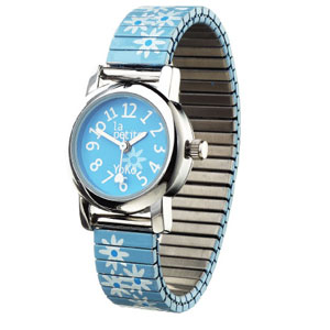 Babywatch Paris - The Cutest Watches in France! Petite Yoko - Blue (Pale blue and white daisiesThe