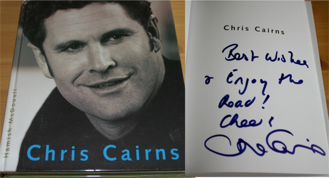 Hand signed in black pen by the great New Zealand all rounder on the inside title page. COA -