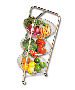 Chrome 3 Tier Trolley - Mounted on castors.