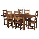 Chunky Plank Pine 6 chair extending dining set