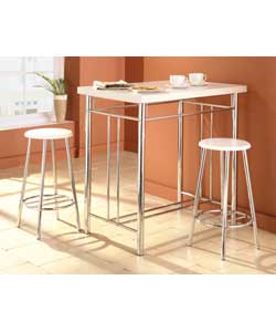 Chrome tubular metal framed table and stools with