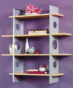 Ideal wall mounted general use shelf or for CD, DVD and general multimedia storage. Size (H)80, (W)8