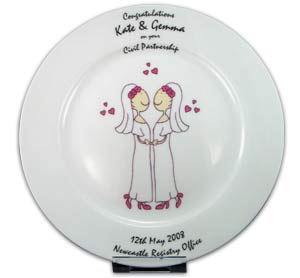 Civil Partenership Plate - Female A perfect gift for a special day, personalised with the couple