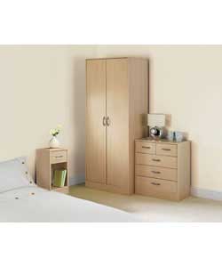 Maple finish with silver finish bow handles.2 Door Wardrobe:Size (H)177.5, (W)71.6, (D)49.9cm.I hang