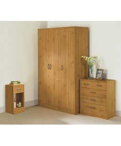 Beech finish with silver finish bow handles. 3 door wardrobe:Size (H)177.5, (W)105.1, (D)49.9cm.1 ha