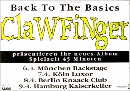 CLAWFINGER Back To The Basics Tour Music Poster 84x59cm