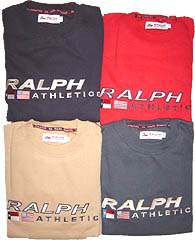 High quality classic mid-weight crew-neck sweatshirt bearing Ralph Athletics and the Two Flags logo 