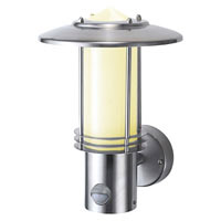Stainless steel construction, PIR movement sensor, 120 degree detection angle at 20 degree C (fan