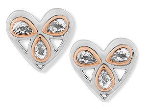 Unbranded Clogau-9ct-Rose-Gold-And-Silver-Heart-of-Wales-Earrings-074425