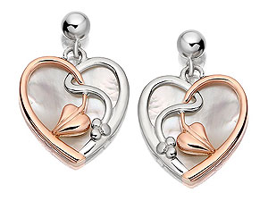 Unbranded Clogau-9ct-Rose-Gold-And-Silver-Mother-Of-Pearl-Together-Forever-Earrings--20mm-074436