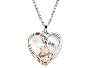 Unbranded Clogau-9ct-Rose-Gold-And-Silver-Mother-Of-Pearl-Together-Forever-Pendant--Chain-184811