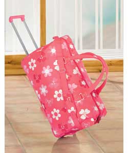 Colours pink, lilac and white.Made from silk polyester.Retractable tow handle and carry handle.Size 