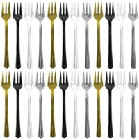 Unbranded Cocktail Forks - Black, Silver, Gold Asst (PK24)
