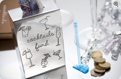 Cocktails Fund Money Box A stylish and chic gift for girls who love cocktails! With etched illustrat