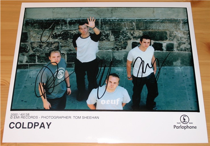 Colour Coldplay photograph signed by Chris  Guy  Will and Jon. COA - 0200000326