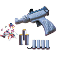 Place the confetti cartridges inside the gun, aim