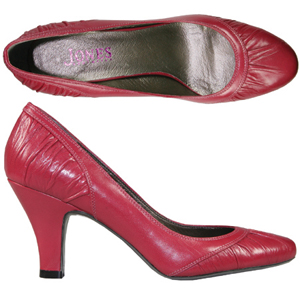 A fashionable Court shoe from Jones Bootmaker. Features gathered panels to the toe and heel, almond 