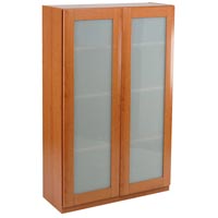 Contemporary Cherry Style Bookcase with Double Glass Doors