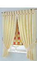 Contrast Button Unlined Tab-Top Curtains