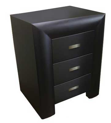 Unbranded Convex Painted Black Bedside Cabinet 3 drawer.