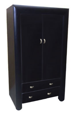 Unbranded Convex Painted Black Wardrobe