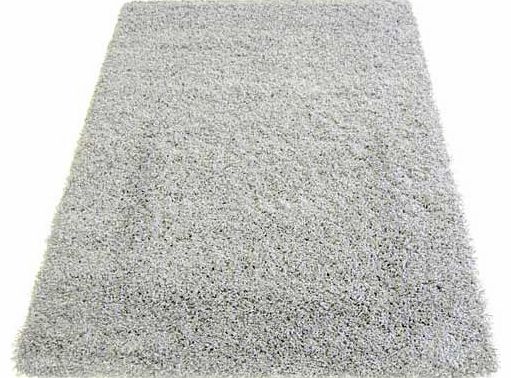 Great value plain shaggy rug in trendy silver. perfectly co-ordinated for all living areas of the home. Woven in a durable polypropylene that is easy to clean. 100% polypropylene. Woven backing. Surface shampoo only. Size L150. W80cm.