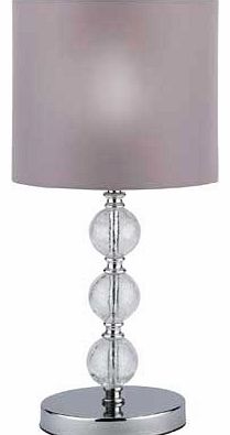 This Corsica Crackle Table Lamp offers a stylish piece of table top furniture to bring light and style to a room. Attractive chrome base and understated elegant style makes this a perfect addition to your home. Size H42. W20. D20cm. Diameter of base 