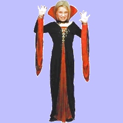 Costume - Vampiress - Black/Red Long Dress - Medium (130cm)