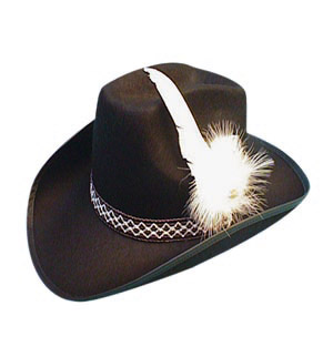 Cowboy hat with feather, black