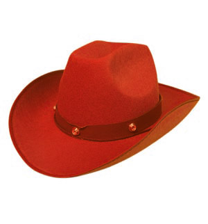 Red felt cowboy hat for the ranch