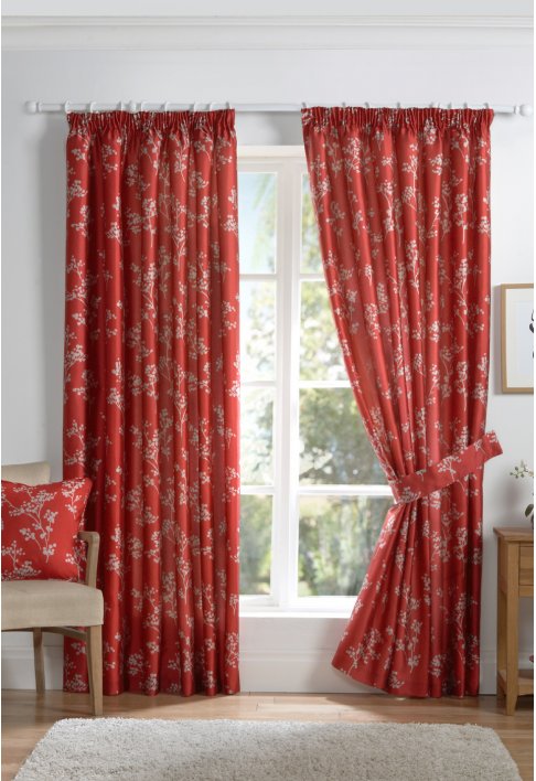 Unbranded Crabapple Red Lined Curtains