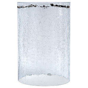 Cylindrical glass shade with a crackle effect that catches the light