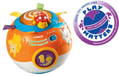 A moving ball promoting crawling and great for encouraging basic language!