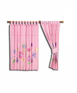 Crazy Daisy Tab Top Curtains with Tie Backs.