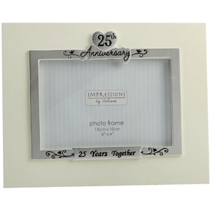 Unbranded Cream and Silver 25th Anniversary Photo Frame