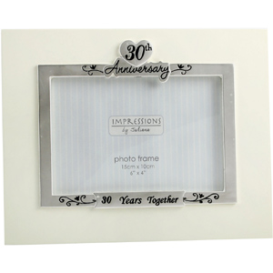 Unbranded Cream and Silver 30th Anniversary Photo Frame