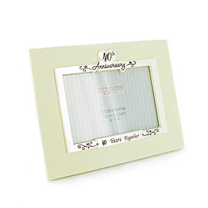 Unbranded Cream and Silver 40th Anniversary Photo Frame