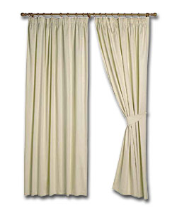 Cream Cotton Satin Ready Made Curtains (W)46- (D)72in.