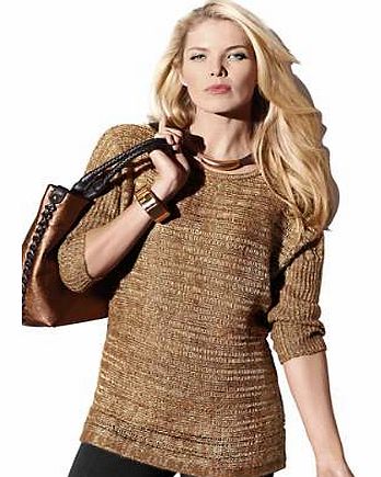 This sweater shows off fashion knitwear to its full potential: intricate stripes and sparkling sequins create an exciting design. It also has stylishly cut three-quarter length kimono sleeves. Creation L Sweater Features: Flattering fit Washable 53% 