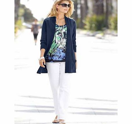 A fashionable cardigan that looks great with trousers or jeans in a mixture of smooth and ribbed knit. Features an open, casual style front and a carefully tailored design. Creation L Cardigan Features: Casual fit Delicate wash max. 30C 100% Acrylic