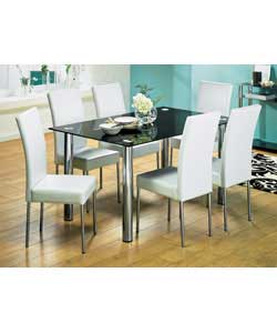 Size of table (L)150, (W)90, (H)75.5cm.Size of chair (W)41.5, (D)56, (H)97cm.Crystal dining table wi