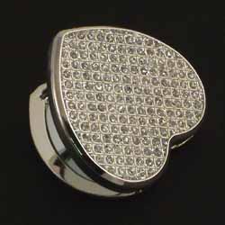 Unbranded Crystal Heart Compact Mirror