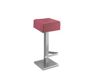 Sturdy heavy-duty bar stool. Ultra modern chunky square upholstered seat. Fixed seat. Weighted base 