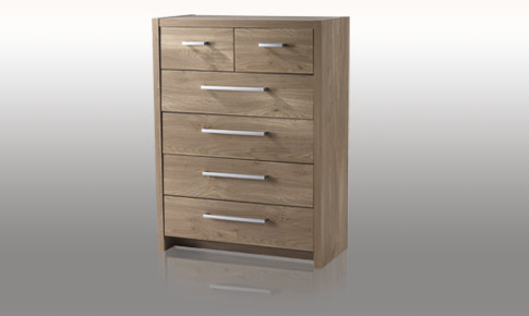 Unbranded Cubic Oak effect 6 drawer Chest