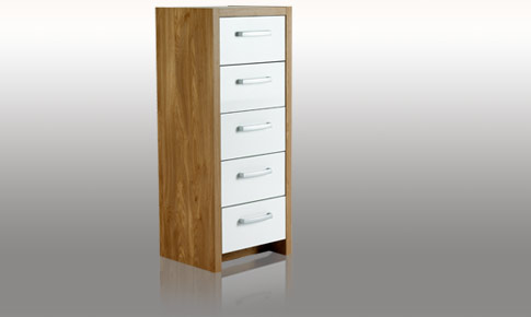 Unbranded Cubic White Gloss 5 drawer nightstand