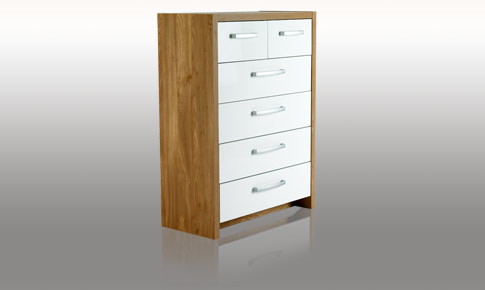 Unbranded Cubic White Gloss 6 drawer chest