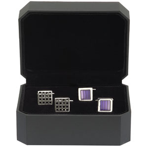 Cufflinks Gift Set- Purple/Silver