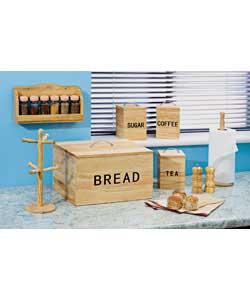 Includes:Bread Bin with chrome handle (H)22, (W)33, (D)25.5cm.3 storage jars with airtight lids (H)1