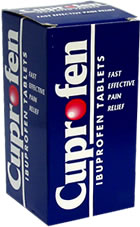 Cuprofen Ibuprofen Tablets 48x. Film-coated tablet containing Ibuprofen 200mg. Rheumatic, muscular, 